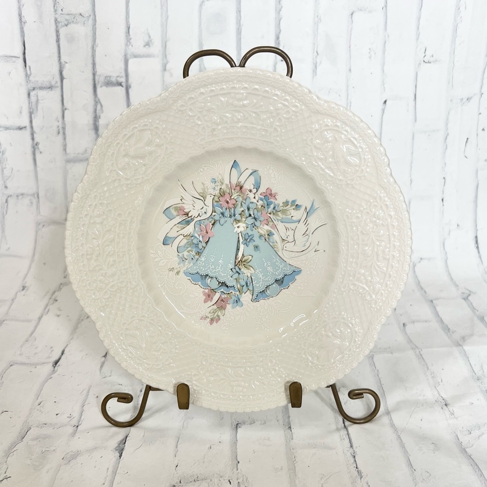 Vintage Royal Cauldon Made in England Keep Forever Bridal Plate with Blue Bells
